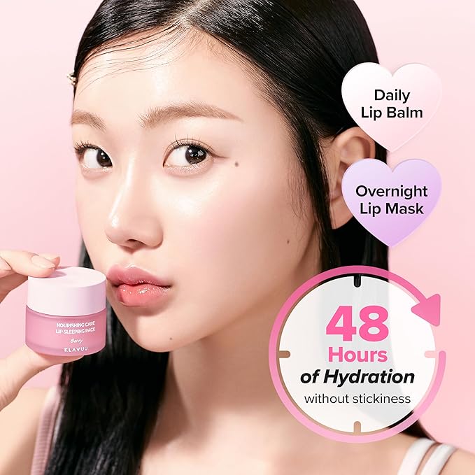 Klavuu Lip Mask Sleeping Pack (0.7oz) – Overnight Deep Hydrating Korean Lip Balm Treatment for Very Dry, Chapped Lips | Lip Lightening & Plumping with Instant Hydration (Berry + Berry)