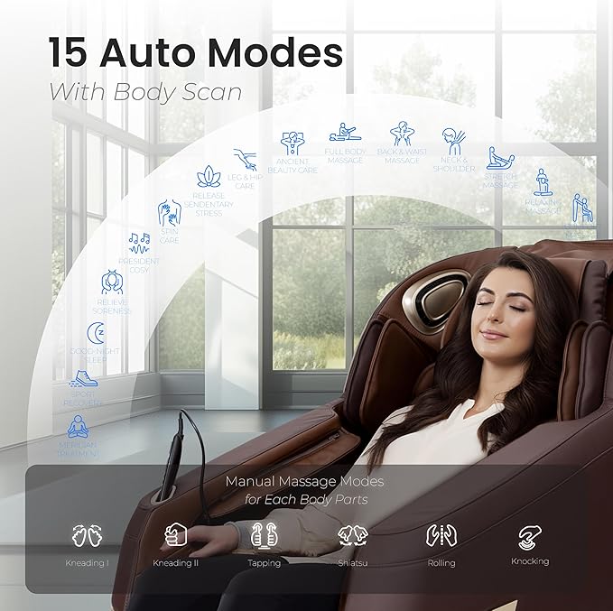 Titan Quantum Massage Chair | Brown | Full Body & Zero Gravity Features | Customizable Massage Programs