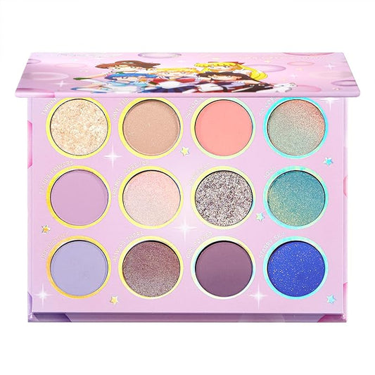 ColourPop x Sailor Moon For Love & Justice Eyeshadow Palette - Celestial Makeup Palette with Duo-Chrome, Metallic, Matte Finishes, Matte Sparkle & Glitter Finishes (0.5 oz)