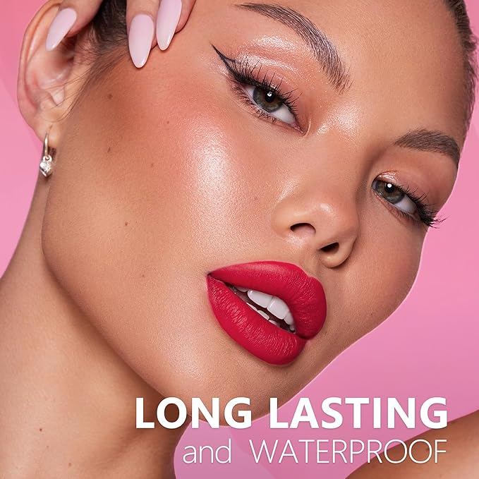 Bright Red Lipstick Long Lasting Lipsticks for Women Pigmented Smudgeproof Transferproof Vegan Cruelty Free Lip Makeup, A52 Enjoyful