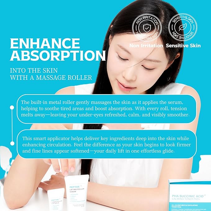 Re.SPN Peptide Lifting Roller Serum – For Wrinkles, Lifting & Pore Tightening on Face & Neck with Gua Sha Applicator, Vegan, Anti-wrinkle Peptide, Niacinamide, K-Beauty (0.67 fl oz)