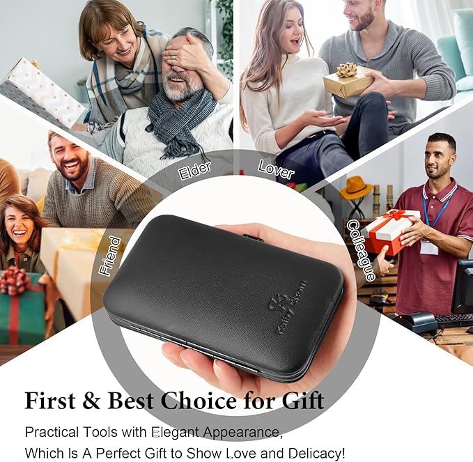 Tweezers Set for Facial Hair Women, 8Pcs Precision Eyebrow Tweezer Nail Clipper Set Eyebrow Pluckers Men for Ingrown Hair Removal(Black)