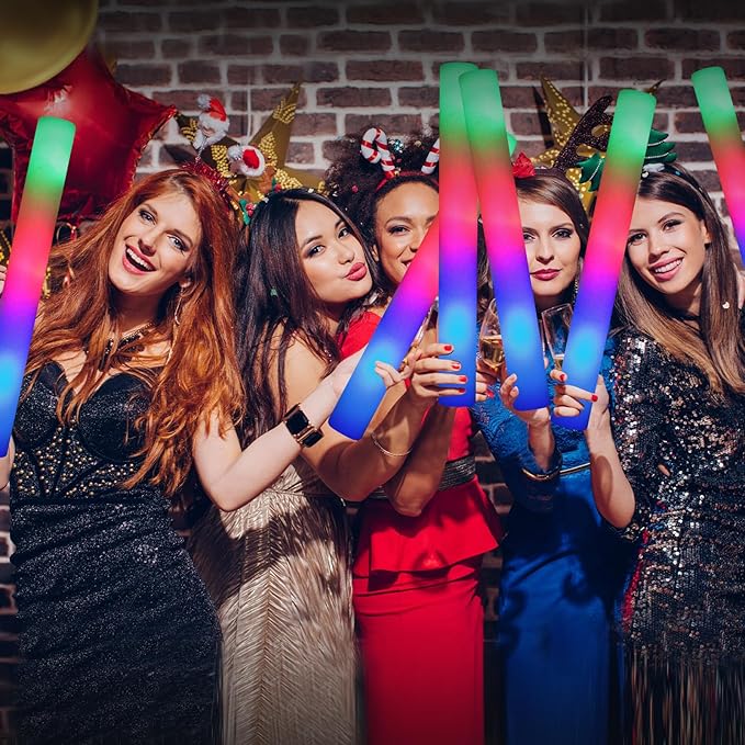 120 PCS Foam Glow Sticks with 3 Modes Colorful Flashing, LED Light Sticks, Glow in the Dark Party Suppliesfor Wedding, Raves, New Year Carnival