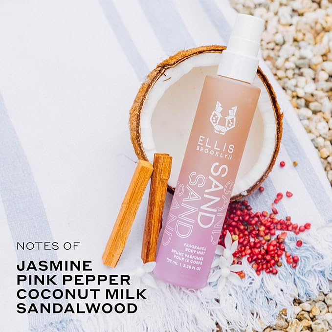 Ellis Brooklyn SAND Hair And Body Fragrance Mist - Gourmand Musk Perfume Mist with Italian Bergamot, Ginger Lily, & Vanilla Absolute, Vegan Perfume Made In The USA, 100ml 3.38 Fl Oz