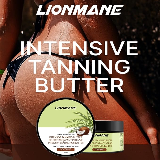 Tanning Lotion, Accelerator Tanning Cream Self Tanner Gel for Outdoor & Indoor Skin Tanning SunBeds, Intensive Powerful Tan-boosting Butter, Achieve Brown Natural Tan Skin,200g (Coconut)