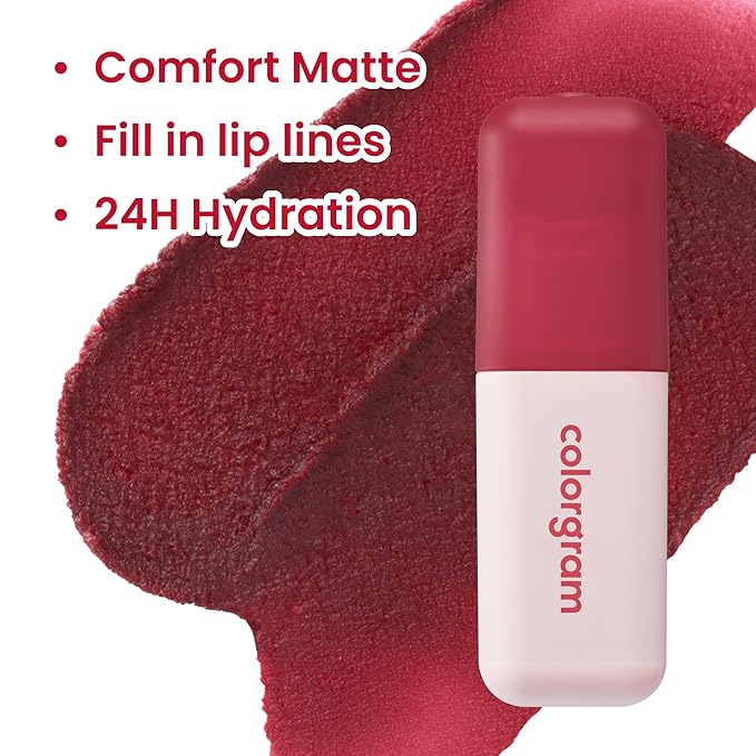 COLORGRAM NUDE BLUR TINT 17 RIPEN PEACH | Soft Velvet Matte Liquid Lipstick & Cheek Tint | Lightweight Blurring Tint for a Smooth & Airbrushed Finish | Long-Lasting & Non-Sticky Formula