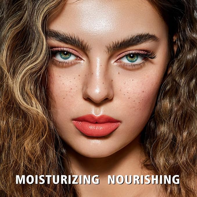 MAKI YIKA Moisture Coral Red Lipstick for Women Hydrate Lip Balm for Dry Cracked Lips Weightless Glossy Lip Color Juicy Finish,MA053 Coral Red