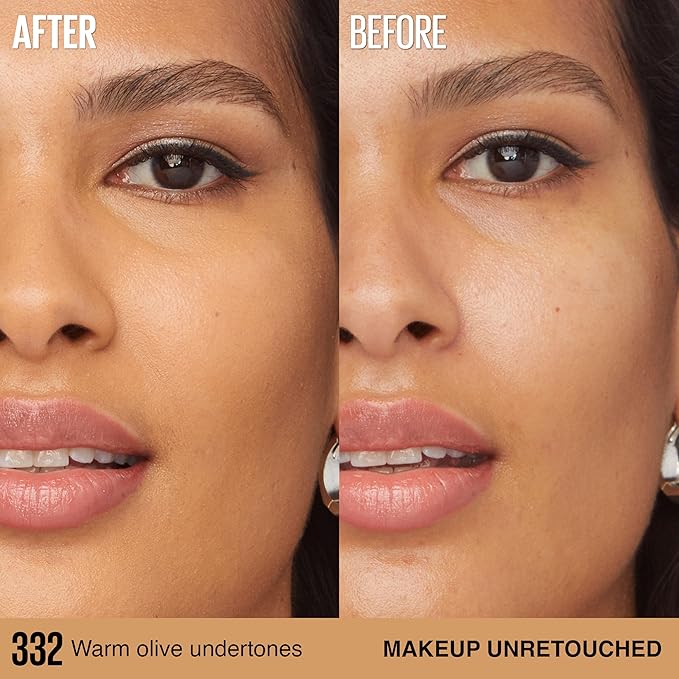 Maybelline Super Stay Lumi-Matte Foundation, Lightweight and Buildable Full Coverage Foundation Makeup For Up To 30HR Wear, 332, 1 Count