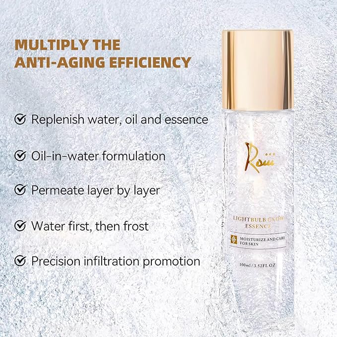 Roiii Light Bulb Glow Essence Serum - Vitamin C + Niacinamide + Hyaluronic Acid - Brightening Face Essence for Glowing Skin - Neck Reduce Dark Spots & Even Skin Tone 3.52 FL.OZ