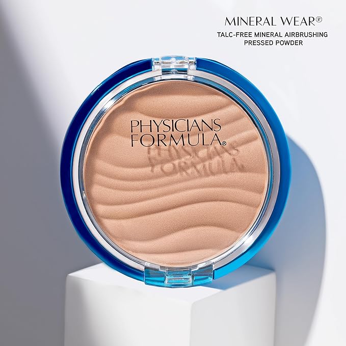 Physicians Formula Mineral Wear Talc-Free Airbrushing Pressed Powder, Full Coverage Mineral Face Powder for Sensitive Skin – Beige