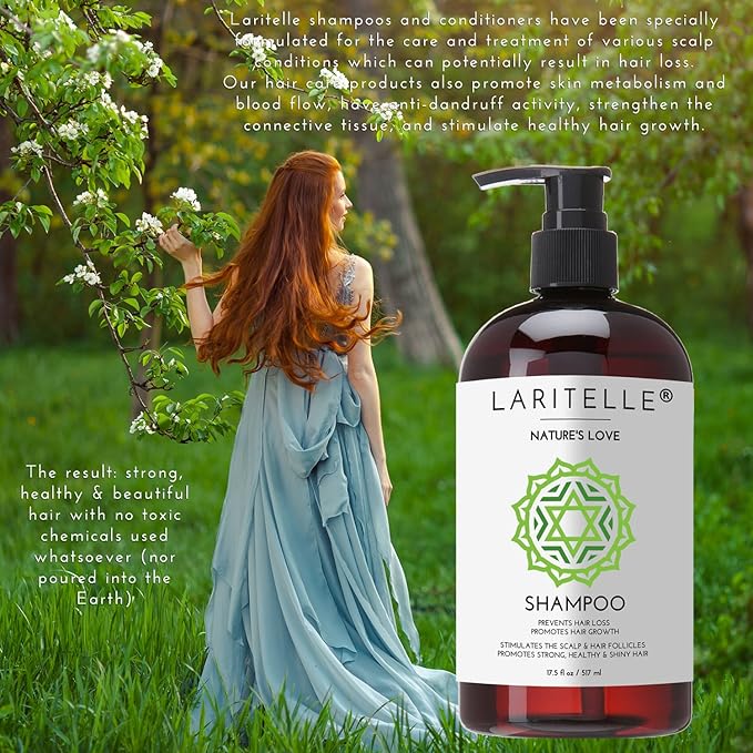 Laritelle Nature’s Love Organic Shampoo – 17.5 oz – Anti-Thinning Hair Growth, Rich Botanical Hydrosols & Keratin • Color Safe • Made in California