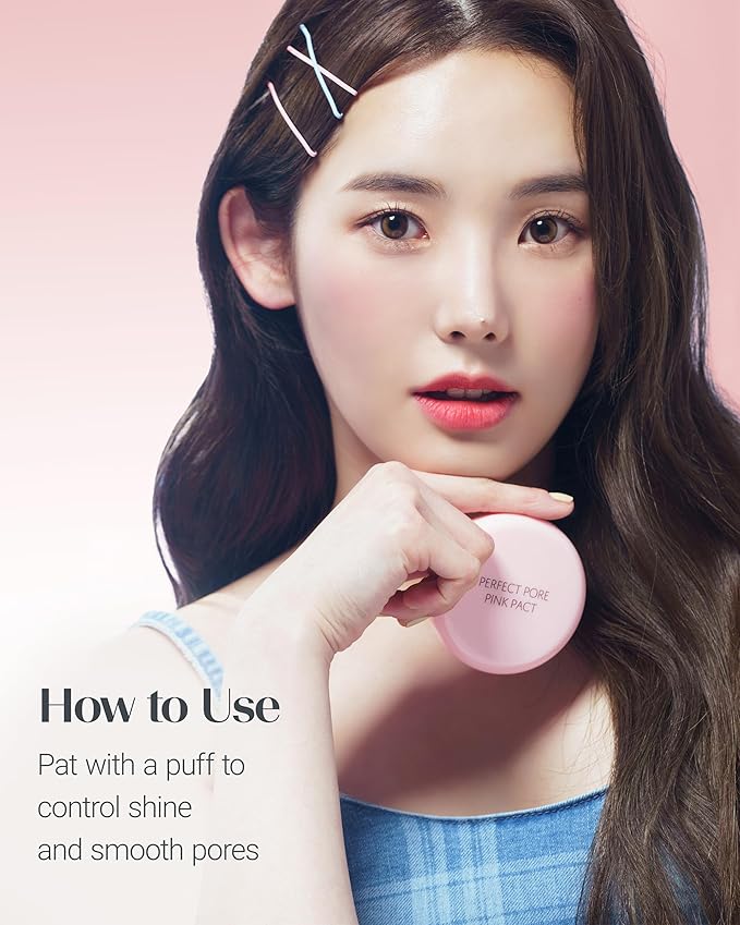 THESAEM Saemmul Perfect Pore Pink Pact - Makeup Finishing Pressed Powder for Sebum Control and Pore Minimization, Soothes Sensitive Skin with Calamine, Setting Powder, Clumps Free 12g