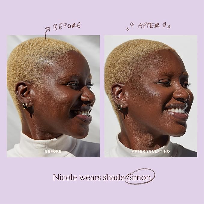 Tower 28 Sculptino Soft-Matte Cream Contour and Bronzer - Clean, Cruelty-Free Face Makeup – Sensitive Skin Safe - Shade: Simon, Deep with Neutral Undertones, 0.16 FL Oz / 4.5 mL