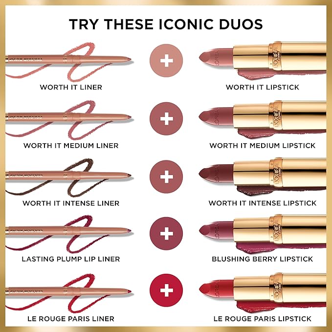 L'Oreal Paris Colour Riche Original Creamy, Hydrating Satin Lipstick with Argan Oil and Vitamin E, Worth It Intense, Rich Brown Lipstick, 1 Count