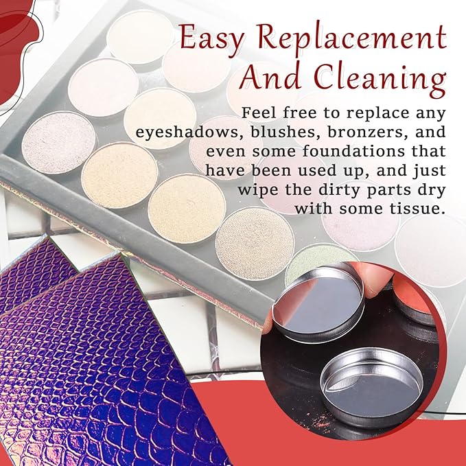 2 Packs Magnetic Makeup Palette Empty - Large Mermaid Palette with Mirror - Magnetic Palette for Storage & Travel