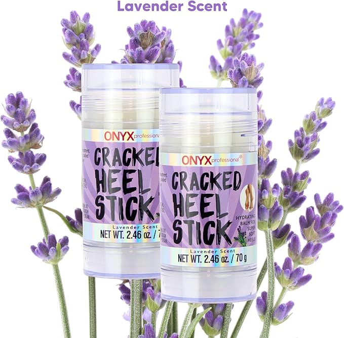 Onyx Professional Cracked Heel Repair Balm Stick for Dry Cracked Feet Treatment, Lavender Scent, 2 pack - Moisturizing Foot Balm, Rolls On, No Mess Like Foot Cream or Foot Lotion, Heel Treatment