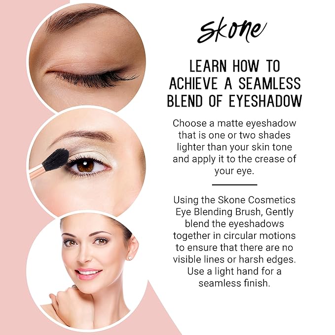 Skone Cosmetics Blending Eye Brush - Synthetic Eye Blending Brush - Professional Grade Nylon Blending Brush Used To Blend Eye Shadow Edges and Fine Lines - Blending Brush For Makeup Eyeshadow