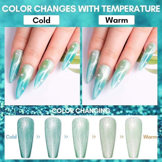 Makartt Cat Eye Gel Nail Polish: Reflective Glitter Gel with Magnet for Temperature Changing Magnetic Nails, Nail Polish UV/LED Light Cured, DIY Nail Art, Salon & Home Use(Olive Catway) 10ml