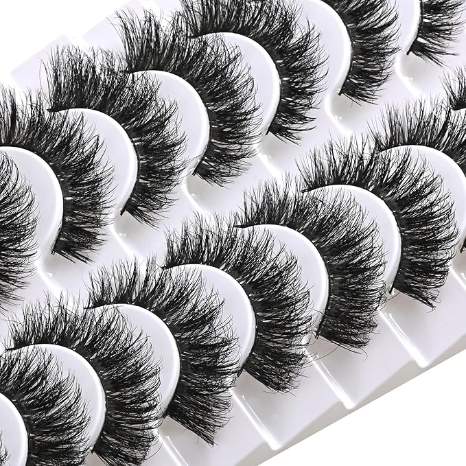 FARRED Mink Lashes False Eyelashes Cat Eye Lashes Wispy Mink Eye Lash Fluffy Eyelash Natural Look 10 Pairs Fake Lashes Pack Volume Lash Strips Pestañas (Z09|10-15MM)