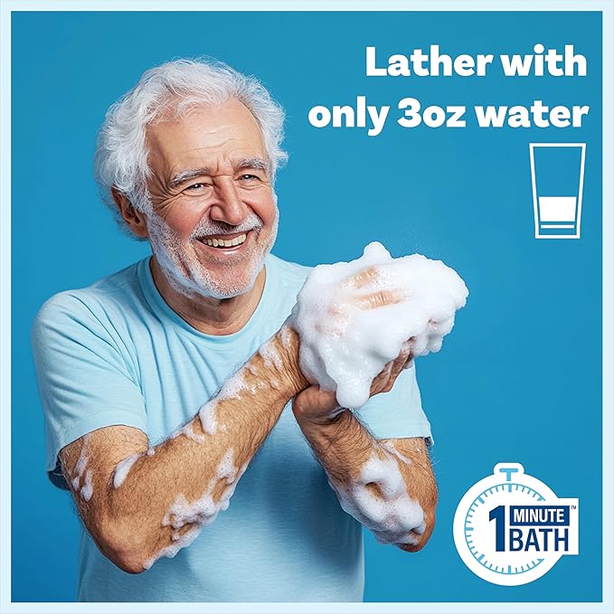 Scrubzz Disposable No Rinse Bathing Wipes for Sensitive Skin - All-in-1 Single Use Shower Wipes, Simply Dampen, Lather, and Dry Without Shampoo or Rinsing (Sensitive Skin, 8-Pack)