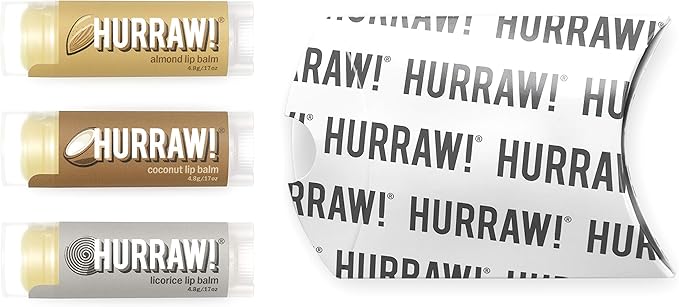Hurraw! Almond, Coconut, Licorice Lip Balms, Palm