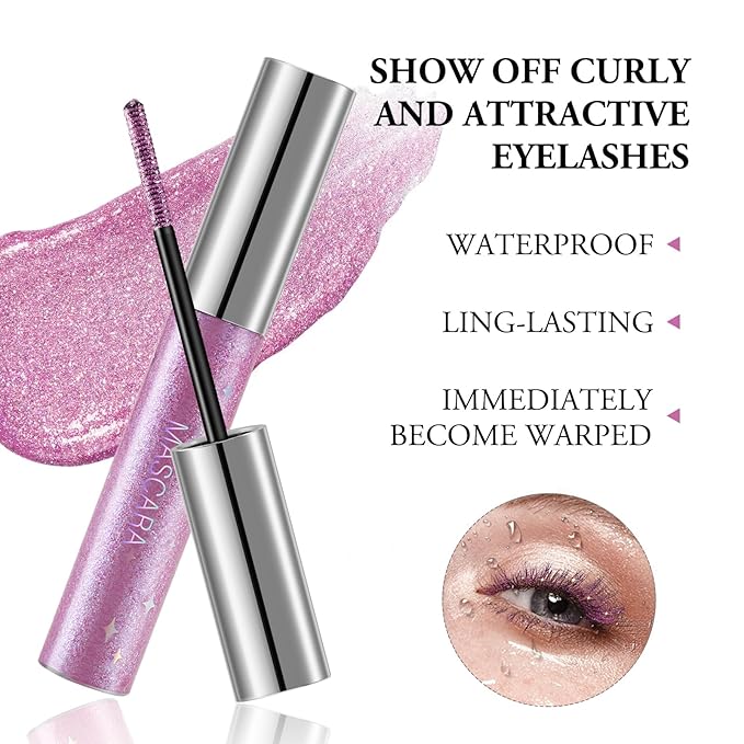 Colored Fiber Mascara, Waterproof Long Lasting Eyelash Mascara, Glitter Eyeshadow And Brow, Volume And Length, Sparkle Eye Makeup