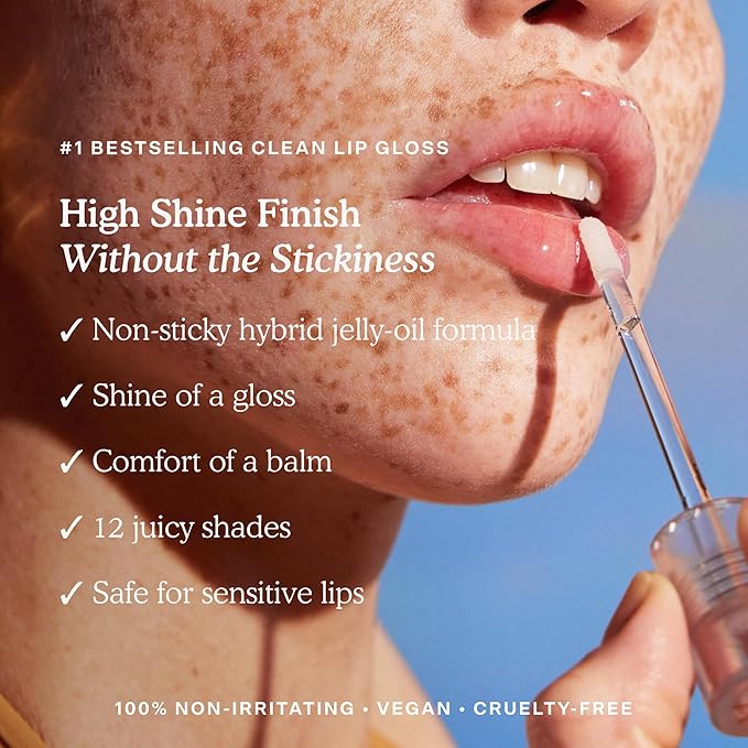 Tower 28 ShineOn Milky Lip Jelly, CASHEW, Non-Sticky, Hydrating Vegan Lip Gloss in Milky Rosy Brown, Apricot and Raspberry Seed Oil, Moisturizing, Clean, Cruelty Free