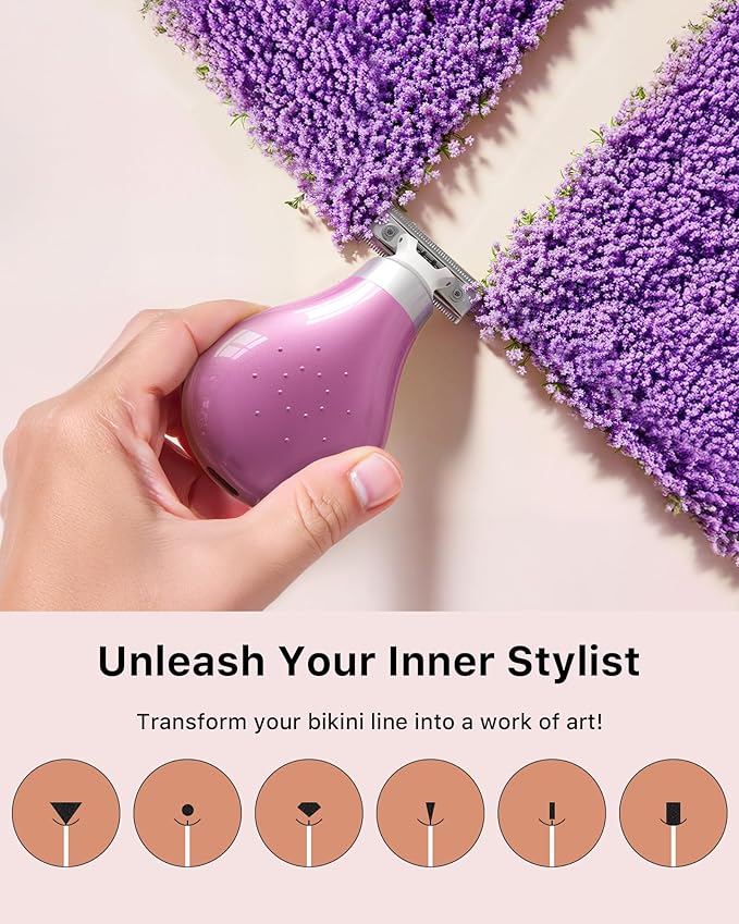 Mini Bikini Trimmer for Women - Intimate Pubic Hair Removal, Electric Body Groomer, Small Portable Wet/Dry Shaver, Magnetic Blade, USB-C Rechargeable with Travel Case, Easy to Clean (Pink)