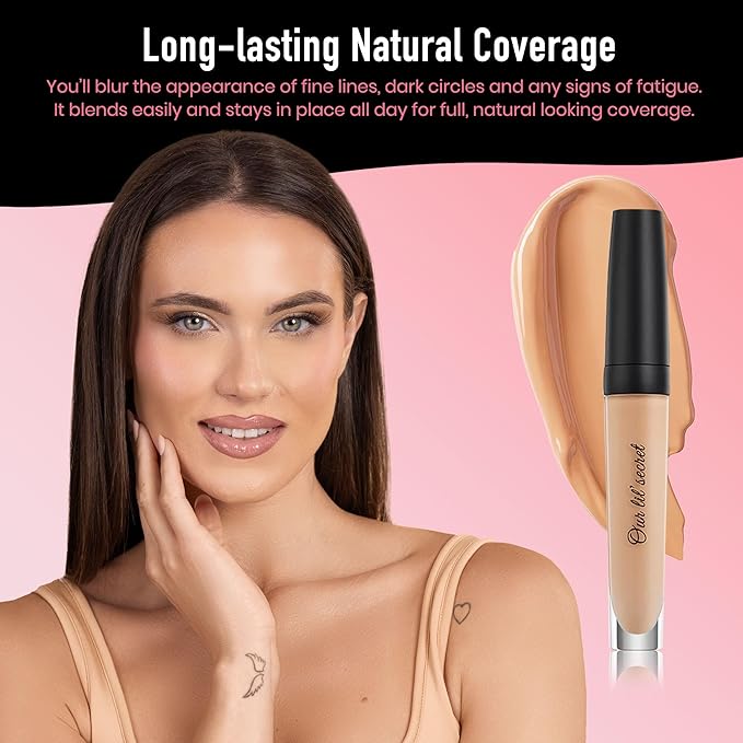 Frankie Rose Cosmetics Our Lil’ Secret Concealer - Full, Long Lasting Coverage for Dark Circles and Fine Lines - Easy to Blend - Soft, Smooth Complexion - Fresh