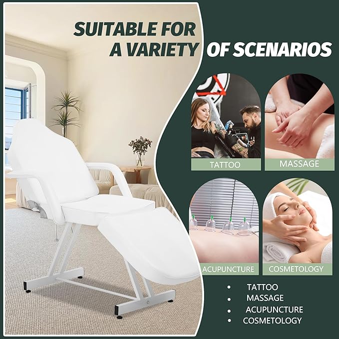 PayLessHere Multipurpose Tattoo Chair 72" L 24" W Massage Bed with Hydraulic Stool Beauty Bed Table Salon Chair for Professional Massage Facial Lash Beauty Spa Treatment