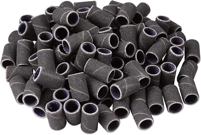 PANA 100 Pieces Nail Sanding Bands Professional Nail Manicure Great Fit for Nail Drill Bits for Acrylic Nails (240 Grit, Black)