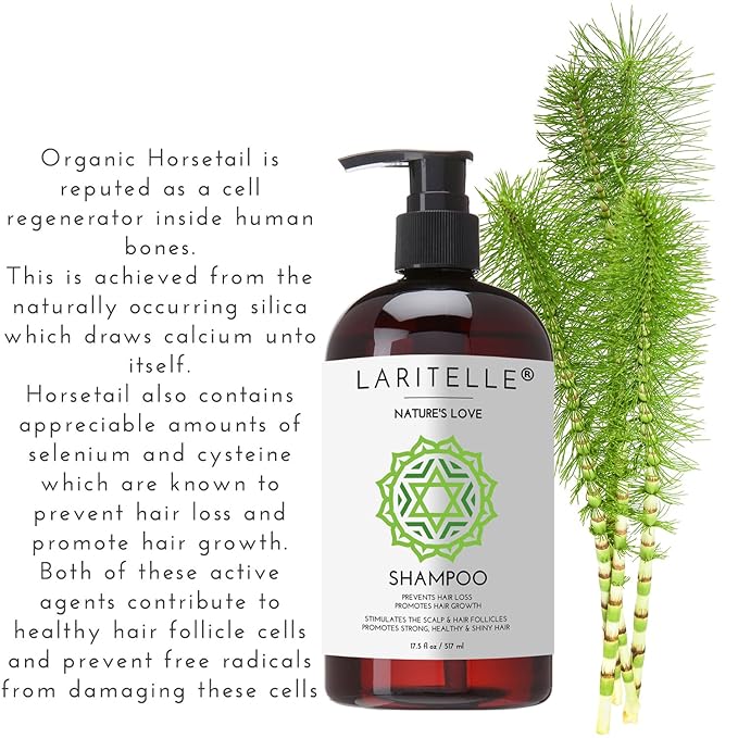 Laritelle Nature’s Love Organic Shampoo – 17.5 oz – Anti-Thinning Hair Growth, Rich Botanical Hydrosols & Keratin • Color Safe • Made in California