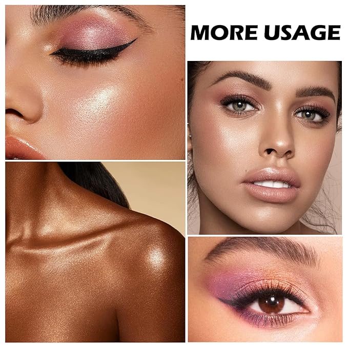 Boobeen Blush and Highlighter Palette- 4-color Metallic Shimmer Shadow Powder, Illuminator Makeup Set for Shading, Highlighting & Defining the Face
