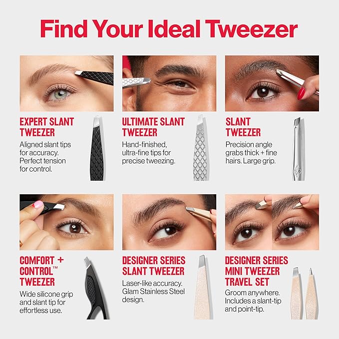 Revlon Designer Series Slant Tweezer, High Precision, Made With Long Lasting Stainless Steel, 1 Count