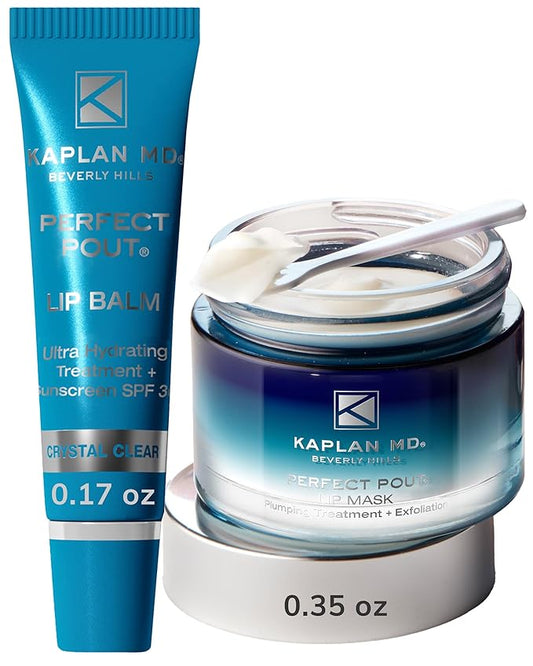 KAPLAN MD Perfect Pout Duo Lip Mask (0.5 oz.) & Lip Balm 0.17 oz. - Complete Anti-Aging Skin Care for Lips