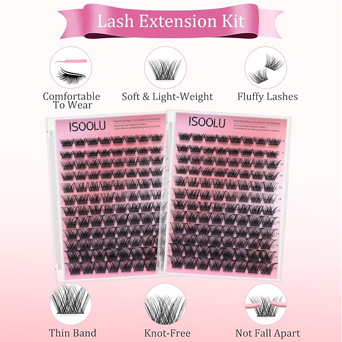 Fairy Lash Clusters Manga Individual Lashes C Curl Wispy Eyelash Clusters WideSpan Eyelash Extension Kit with Lash Bond and Seal Wet-Look Spiky Cluster Lashes (ZH12 Kit)