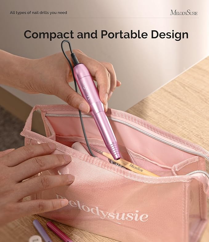 MelodySusie Electric USB Nail Drill Machine,PC120I Portable Electric Nail File Efile Set for Acrylic Gel Nails, Manicure Pedicure Tool with Nail Drill Bits Sanding Bands (Purple)