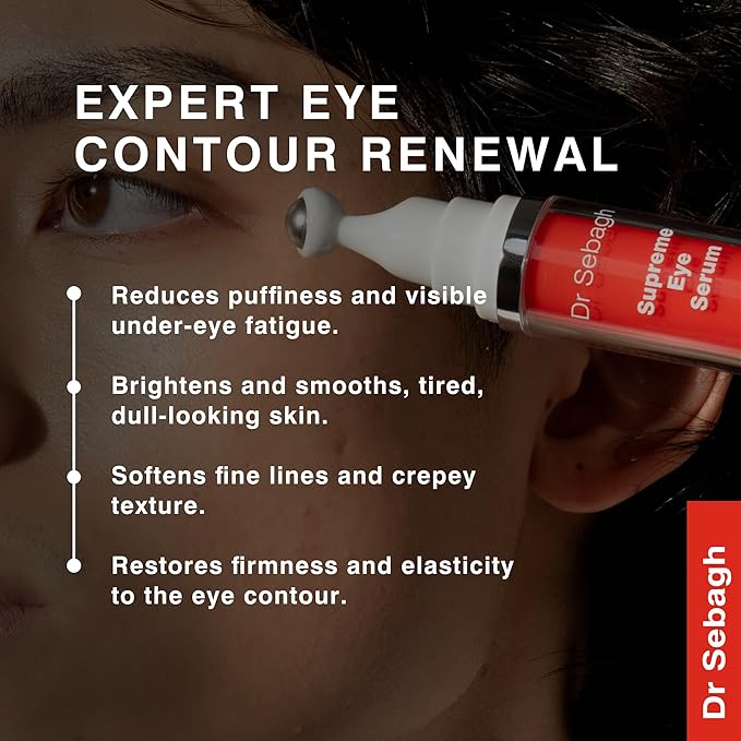 Dr Sebagh Supreme Eye Serum (0.5 fl oz) - Advanced Roll-On Formula - Designed to Aid Smoother Younger & Firmer-Looking Skin - Helps Reduce Puffiness Circles Fine Lines & Wrinkles - Boosts Elasticity