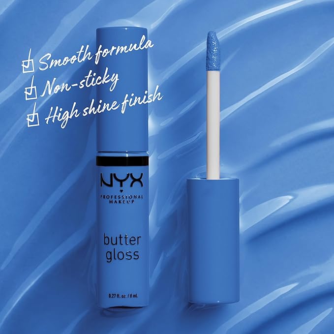 NYX PROFESSIONAL MAKEUP Butter Gloss, Non-Sticky Lip Gloss - Blueberry Tart (Periwinkle Blue)