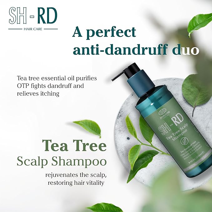 SH-RD Tea Tree Shampoo for Dry, Sensitive Scalp | 1% OTP Added Flake-Control | Deep Cleansing, Rebalancing, Dandruff Relief Shampoo - 8.45oz/250ml