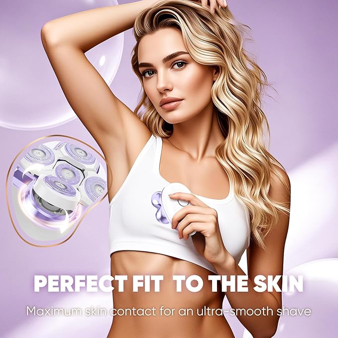 Electric Razors for Women - Upgraded Magnetic Electric Shaver for Women, Cordless Painless Hair Remover for Legs Bikini Face, Lady Trimmer for Sensitive Skin, Detachable and Waterproof, Grape