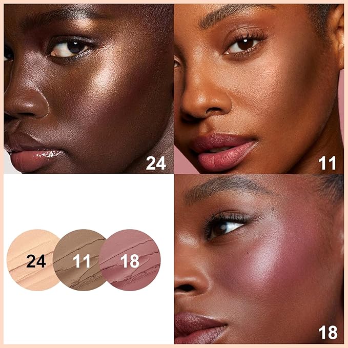 FOCALLURE 3PCS Cream Contour Stick - Highlighter Bronzer Blush Set for Face Sculpting, Non-Greasy Longwear Makeup, Easy to Blend with Natural Matte Finish,SET 6