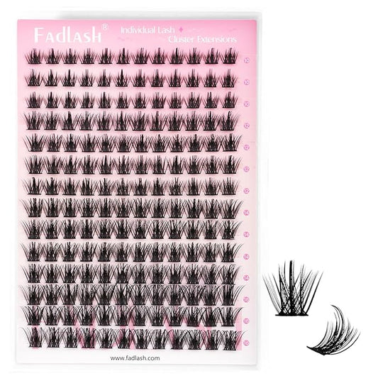 FADLASH Lash Clusters Wispy Eyelash Clusters D Curl Natural Individual Lashes 10-16 mm and Waterproof Cluster Eyelash Extensions with Soft Thin Band (JC07, 10-16mm)