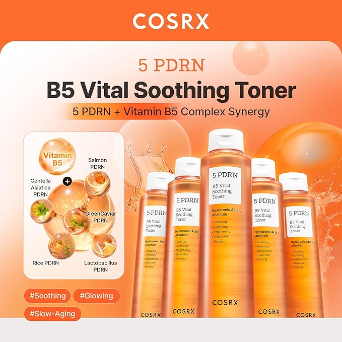 COSRX 5 PDRN B5 Vital Soothing Toner - Korean Toner for Rejuvenating & Soothing Skin with Salmon DNA, Centella, Lactobacillus PDRN & Panthenol, Korean Skin Care, Stocking Stuffers (280ml/9.46 fl.oz.)