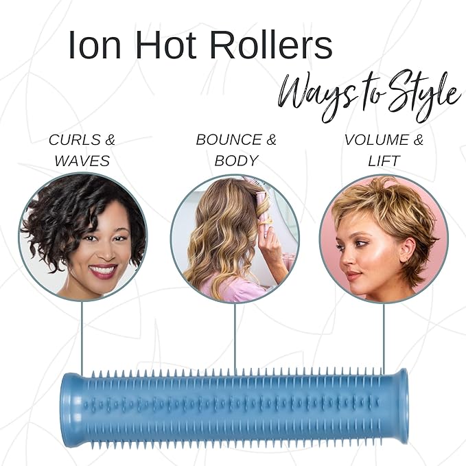 CALISTA Ion Hot Rollers for Long Hair | Hair Roller Clips Included | Heats to 230°F | Dual Voltage | Add Hands-Free Curls, Waves, and Volume (Pink, Long - 12)