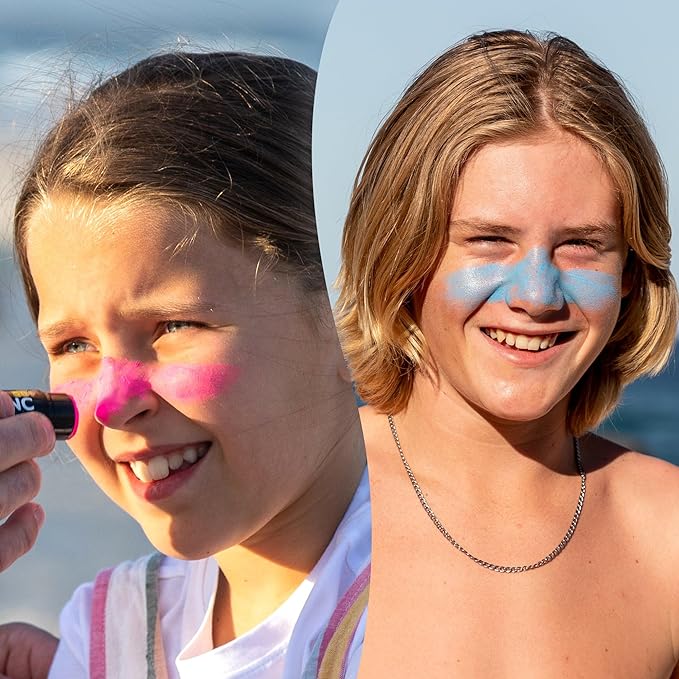 Sun Zapper Zinc Oxide Sunscreen Sticks – SPF 50+ Water Resistant – Beach Pack with 4 Colors (Light Skin Tone, Pink, White, Blue) – Broad Spectrum Sunblock for Face & Body – Made in Australia