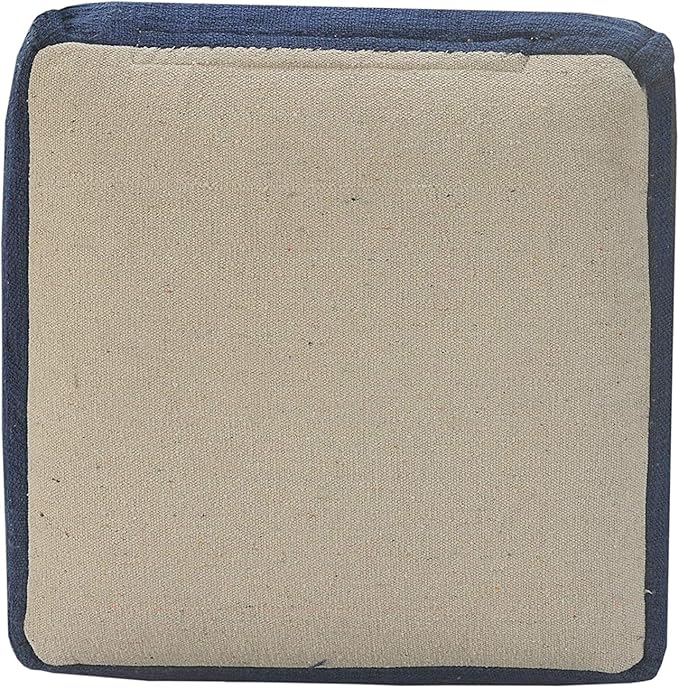 LR Home Handmade Contemporary Solid Square Indoor Medium Pouf Ottoman, Insignia Blue | Hand-Made Cotton Foot Rest for Home Decor | 18 x 18 x 14 Filled Pouf for Living Room & Bedroom