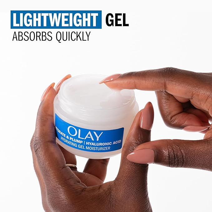 Olay Plump & Hydrate Hyaluronic Gel Face Moisturizer, 2 oz Fragrance Free Hydrating Gel Moisturizer for Dry Skin with Hyaluronic Acid and Niacinamide, Recyclable Eco Jar Packaging