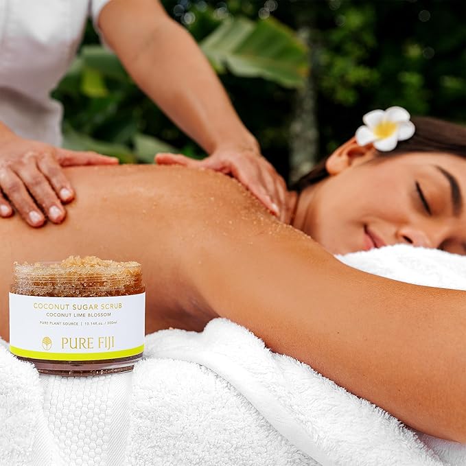 Pure Fiji Coconut Sugar Body Scrub, Coconut Lime Blossom (10.14 Oz/300ml)