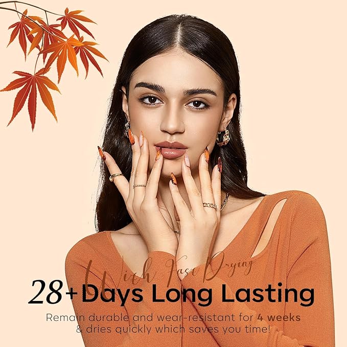 modelones Gel Nail Polish Set, 6 Colors 2025 Fall Winter Thanksgiving Nude Brown Gel Polish Glitter Pearl Cinnamon Tawny Orange Cherry Mocha Nail Polish All Skin Tones Soak OFF LED Nail Art DIY Gift